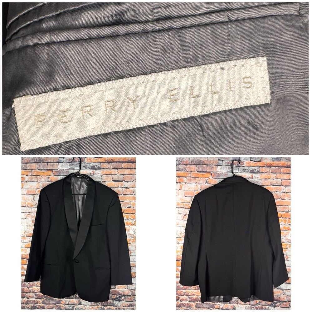 Vintage Perry Ellis US Tuxedo Jacket 44 Short Virgin Wool Made in USA